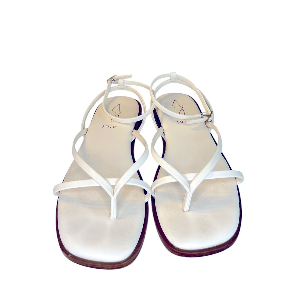 Joie White Minimalist Sandals with CrissCross Straps Neutral Cottagecore Minimal